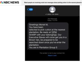 FBI介入调查美国非洲裔收到摘棉花短信 种族歧视信息蔓延