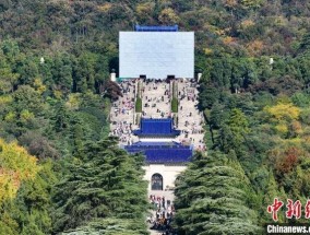 中山陵祭堂维修做了同款纸门楼 修缮中仍可参观